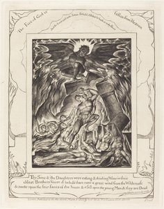 Ødelæggelsen af Jobs sønner, 1825. af William Blake
