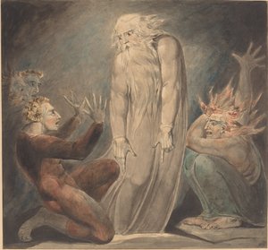Samuels spøgelse viser sig for Saul af William Blake