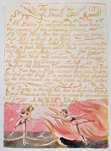 Ægteskabet mellem himmel og helvede; The Voice of the Devil, ca. 1790 (relief ætsning tonet med akvarel) af William Blake