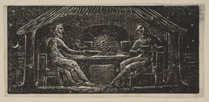 Thenot og Colinet spiser deres aftenmåltid, fra Thorntons Pastorals of Virgil, 1821. af William Blake