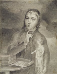 Thomas Alphonso Hayley, Half-Length Drawing, ca. 1800 (grafit med grå b/c på papir) af William Blake