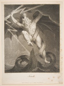 Tornado-Zeus kæmper mod tyfonen Erasmus Darwin, Den botaniske have, 1. august 1795. af William Blake