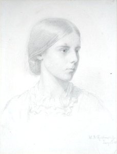 Portræt af en ung kvinde (blyant på papir) af William Blake Richmond