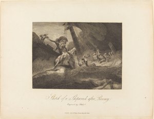 Skitse af et skibsvrag af William Blake after George Romney