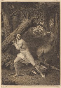 Orlando i raseri ved at rive træer op af William Blake after Thomas Stothard