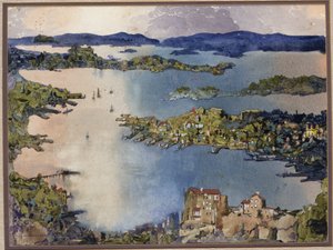 A Land-locked Sea (Sydney Harbour), ca. 1895 (w/c på papir)
