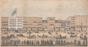 Udsigt over Park Place, New York, fra Broadway til Church Street, North Side, A.D. 1854, af William Boell