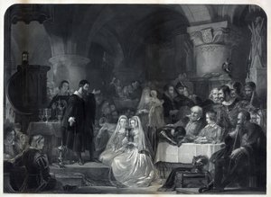 John Knox administrerer den første protestantiske nadver, pub. 1849 af William Bonner