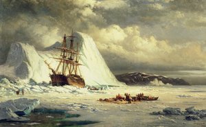 Icebound Ship, ca. 1880 (olie på lærred) af William Bradford