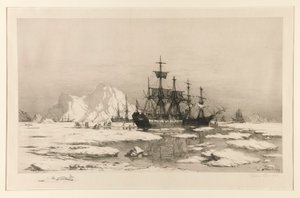 Sælgere i Arktis, efter maleriet: Among the Ice Floes, 1875 af William Bradford