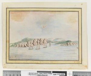 Op. s. 65. `Indgangen til Port Jackson 27. januar 1788