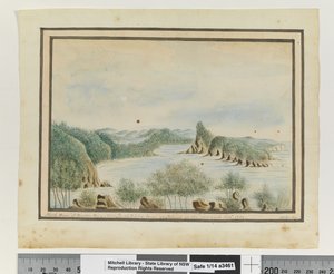 Op. s. 92. `North Arm of Broken Bay New South Wales fra en ø ved indgangen sepr 1789