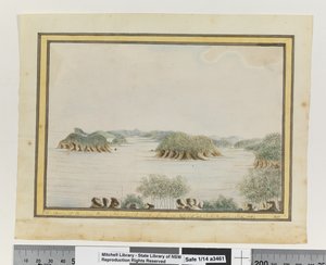 Op. s. 93. `SW. Arm of Broken Bay New South Wales fra en ø ved indgangen. sep 1789