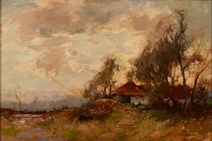 A Farm Steading (olie på lærred)
