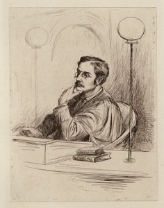 Joseph Shield Nicholson, professor i kommerciel og politisk økonomi og handelsret (kobberstik) af William Brassey (after) Hole