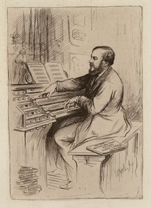 Sir Herbert Oakeley, professor i musik (gravering) af William Brassey (after) Hole