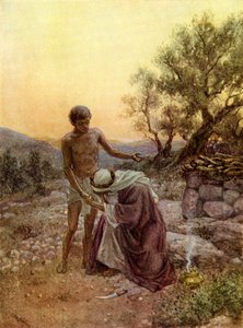 Abraham og Isak ved Moria-bjerget - Bibelen af William Brassey Hole