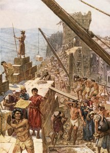 Genopbygning af Jerusalems mur under Nehemias af William Brassey Hole