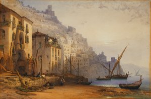 Amalfi fra kysten - En sommermorgen, 1887 af William Callow