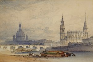 Dresden fra floden Elben, 1853 af William Callow