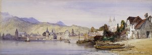 Luzern fra søen, 1862 af William Callow