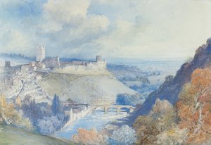 Richmond Castle and Town, Yorkshire af William Callow
