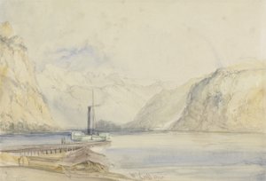 Wallenstadt, fra Wesen, Schweiz (blyant og wc på papir) af William Callow