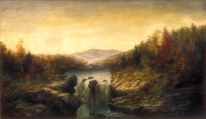 Landskab med vandfald, ca. 1860-1870 (olie på lærred)