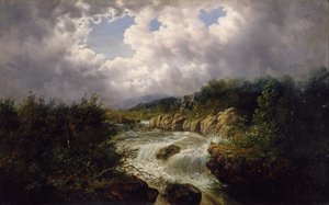 The Falls of Tamahaka, Cherokee County, North Carolina, ca. 1860-70 (olie på lærred)