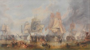 Slaget ved Trafalgar, 21. oktober 1805 (olie på lærred) af William Clarkson (manner of) Stanfield