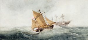 Approaching the Wreck, 1837 (wc und gouache på papir) af Clarkson Frederick Stanfield