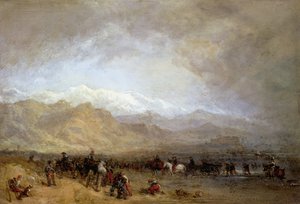 Franske tropper på vej mod Magra (olie på møllekarton) af William Clarkson Stanfield