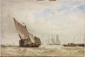 Høbåden (akvarel, bodycolour og udkradsning på kort) af Clarkson Frederick Stanfield
