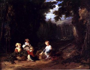 Små børn plukker humle, ca. 1835 (olie på lærred)