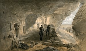 Udgravet kirke i hulerne ved Inkermann, mod vest af William Crimea Simpson