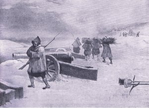 Sentinel of the Zouaves before Sevastopol, illustration fra British Battles on Land and Sea, 1915 af William Crimea Simpson