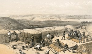 De nye arbejder ved belejringen af Sebastopol på det højre angreb, fra Morter Battery til højre for Gordon