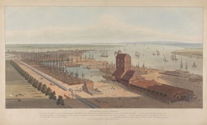 Brunswick Dock ved Themsen i Blackwall af William Daniell