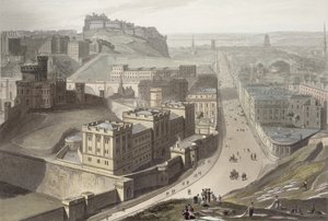 Edinburgh, set fra Calton Hill, fra "A Voyage Around Great Britain Undertaken between the Years 1814 and 1825", udgivet 1829 af William Daniell