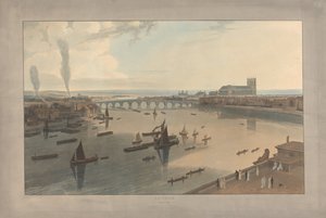 Tavle VI: London, Westminster Bridge og klosteret af William Daniell