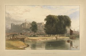 Windsor Castle fra nær Brocas Meadows af William Daniell