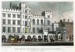 Kings indgang til House of Lords, Palace of Westminster, London, 1829.