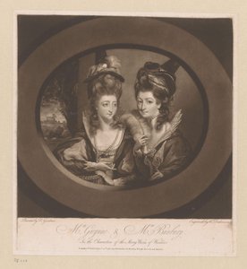Portret af Mary Gwyn og Catherine Bunbury Mrs. Gwynne og Mrs. Bunbury, / i karaktererne Merry Wives of Windsor (titel på objektet)
