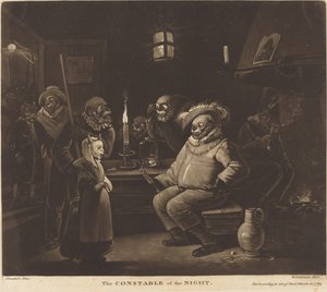 Nattens konstabel af William Dickinson after Egbert van Heemskerck