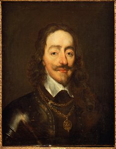 Portræt af kong Charles I iført rustning og collagen af strømpebåndsordenen