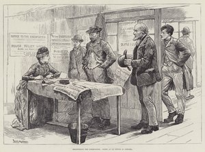 Registrering af arbejdsløse, scene på et kontor i Chelsea af William Douglas Almond
