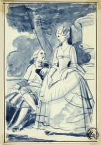 Mand og kvinde i kjole fra det 18. århundrede af William Edward Frost