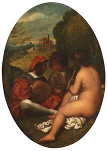 Pastoralkoncert, efter Titian (olie på lærred fastgjort på panel) af William Etty