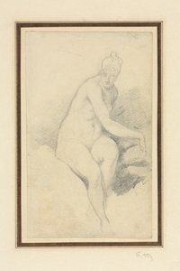 Siddende nøgen. af William Etty