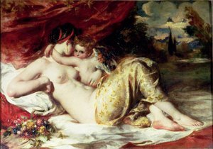 Venus og Amor, ca. 1830 (olie på lærred) af William Etty